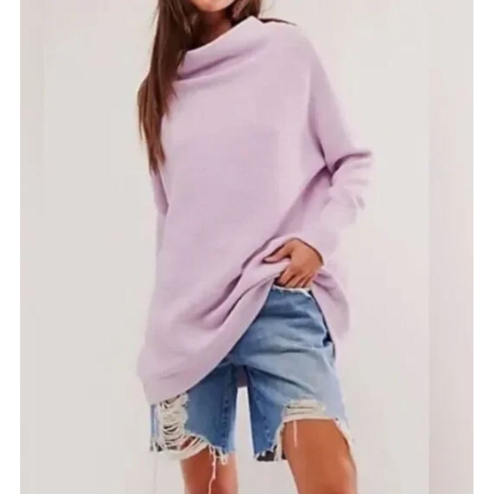 Free People sweater womens sz S Small OB432957 lilic purple cotton blend ladies